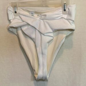 AA-502 Aerie NWT High Cut Cheeky White Summer‎ Swim Bikini Bottoms Size S